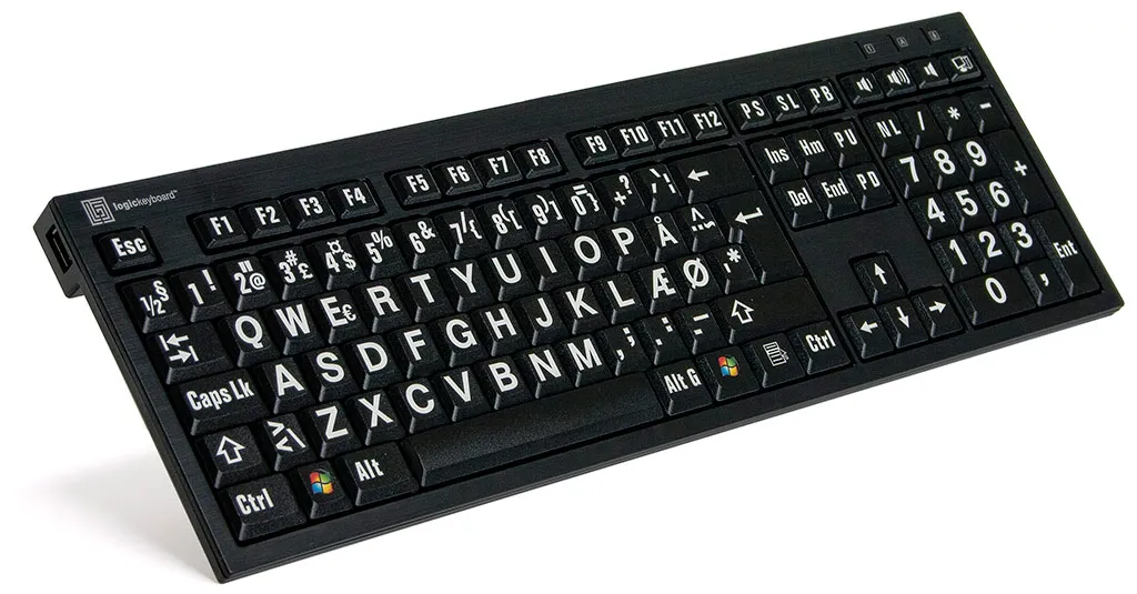 Clavier XL Nero à grands caractères (Blanc sur Noir)